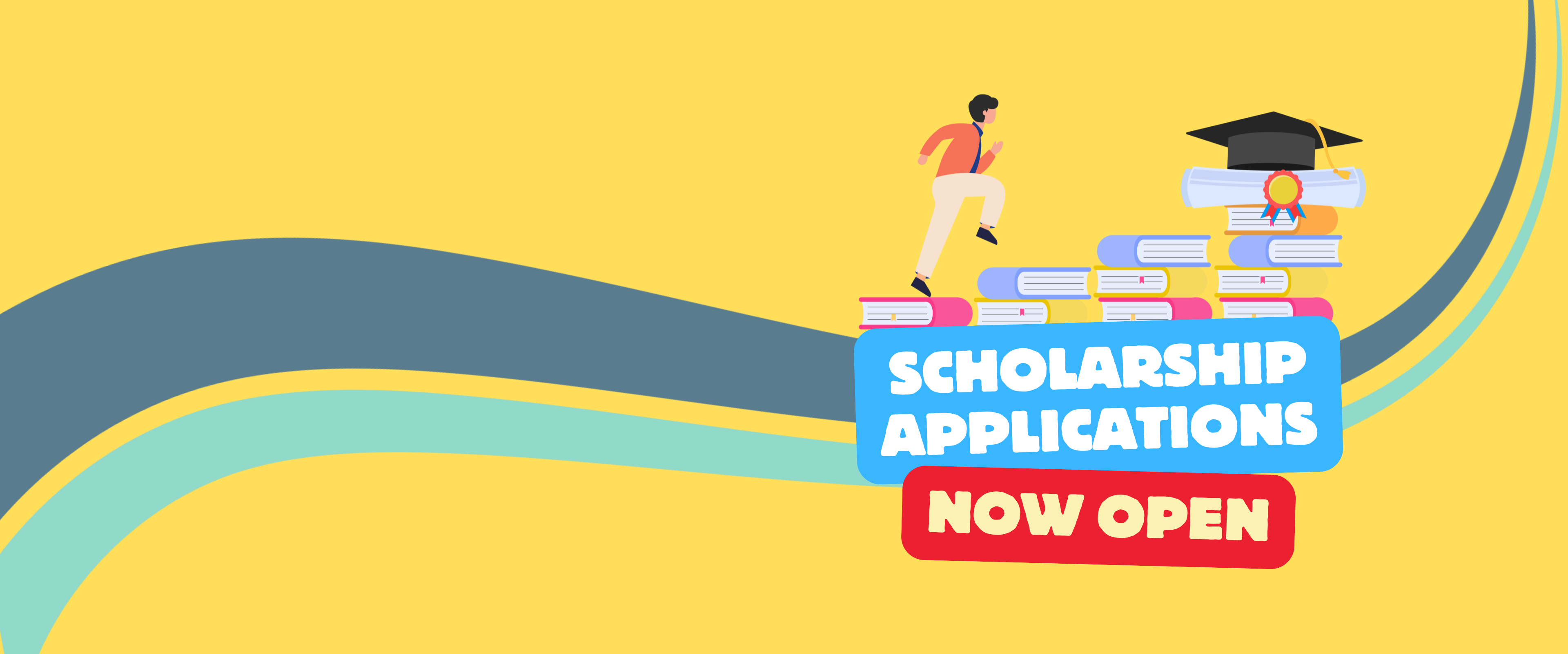 Simple banner indicating that scholarship applications are open.